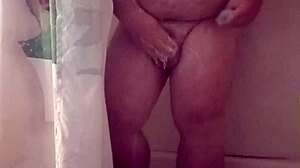 steamy shower rinse with small cock tease