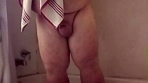 steamy shower rinse with small cock tease