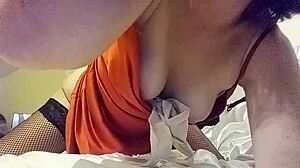 Clothed French Slut in Satin Panties Fucked Doggystyle ATM Rimjob POV!