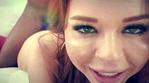 Blake Blossom's Big Tits and Hairy Pussy in Interracial 3some Blowbang