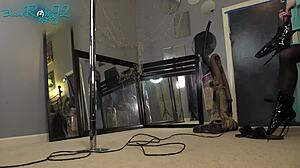 MILF Housewife in Lingerie and Hobble Boots Vacuums with Fetish Ass Sway