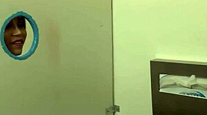 African shemale tori mayes with big tits sucks cock at gloryhole interracial style