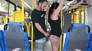 Huge Ass Brazilian Flashed and Jerked on Bus by Old Perv Till Cumshot!