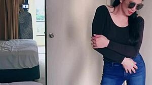 Pretty Asian Ladyboy Rips Jeans Off Big Tits