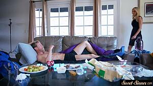 stunning stepdaughter rides cock cowgirl then gets fucked hard in taboo fantasy poses