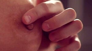 Dark haired teen undresses and gropes in mirror