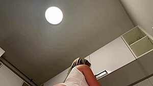 Braless Wife's Big Natural Tits No Panties Kitchen