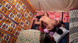 Auntie housewife takes cash for deepthroat blowjob and rough creampie fuck in hotel with voyeur indian audio