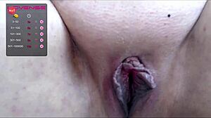 Aimee Hot Milf Squirts Standing with Big Pussy Lips Toys!