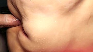 Cute fuck doll's fat shaved pussy stretched by double toy penetration