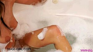 Charming 18+ Brunette Teen Beauty Splashes in Bath During Adorable Casting Interview
