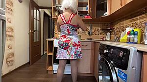 mom cooks food then bends over big ass for homemade anal assfucking from not-son milf mature