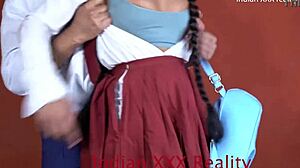 Indian college mommy tempts with quick uniform spanking fuck