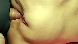 Cute fuck doll's fat shaved pussy stretched by double toy penetration