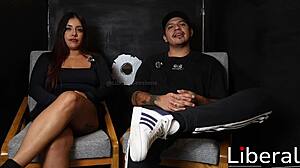 Cornudo watches wife suck stranger's cock bent over in first time gloryhole cuckold scene