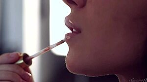 Dark haired teen undresses and gropes in mirror