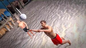 Petite Redhead Piercing Topless Beach Ball Beauty