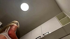 Braless Wife's Big Natural Tits No Panties Kitchen