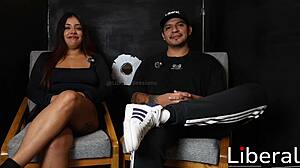 Cornudo watches wife suck stranger's cock bent over in first time gloryhole cuckold scene