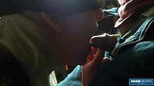 how does busty granny deepthroat small cock craving every drop of cum?