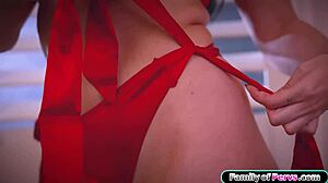 Stepdad Unwraps Teen for Christmas Deepthroat and Pussy Fuck