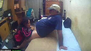 quick latina milf deepthroats cock for mouthful cum facial blast