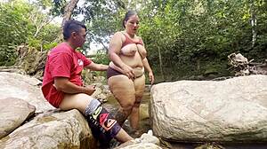 Stranger's River Handjob Leaves Tits Milked Full?