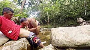 Stranger's River Handjob Leaves Tits Milked Full?