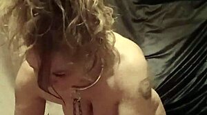 milf slave bent over for belt whipping and total humiliation submission