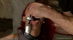 Bound Redhead Ebony Gagged And Choked On Monster Cock!