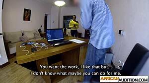 Wow, hot ebony teen clarice deepthroats huge cock then spits after rough casting!