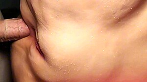 Cute fuck doll's fat shaved pussy stretched by double toy penetration