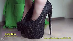 hey check lady lulu teasing her nylon stockings legs feet heels joi you can't resist