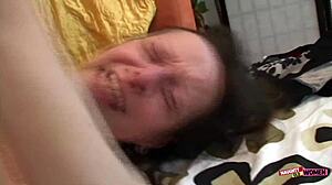 Brunette Granny Fills Old Pussy with Cock and Dildo