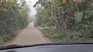 Pinay teacher bends over in car for fan's big cock doggystyle creampie