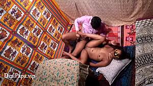 Auntie housewife takes cash for deepthroat blowjob and rough creampie fuck in hotel with voyeur indian audio