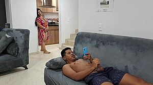 Curvy Mature Colombian Fucked by Petite Young Stepson