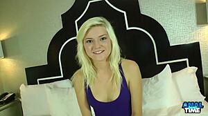 hot blonde chloe foster's shaved butthole gapes from deep anal creampie