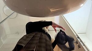 Big Tits Blonde Strips Pantyhose Miniskirt Heels In Bathroom!