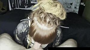 that cute goth cosplayer chokes on huge dick facefuck