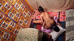 Auntie housewife takes cash for deepthroat blowjob and rough creampie fuck in hotel with voyeur indian audio