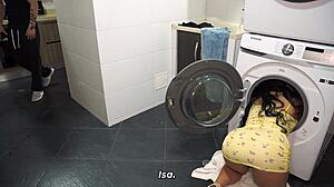 i pull stepmom from washer with my huge cock helping her out