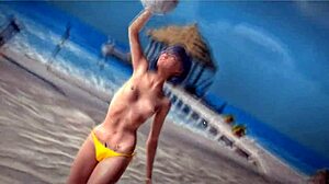 Petite Redhead Piercing Topless Beach Ball Beauty