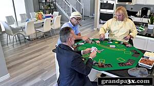 Young busty teen loses poker to three kinky old men rimming ass then monster cock gangbang