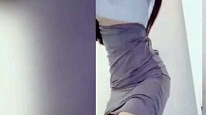 my ceiling-level body with teardrop tits shakes ass in slutty solo tease