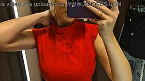 Blonde Tits Tease See-Through Haul in Mall Changing Room