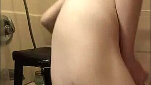 jeans soaked in pee while shower toys stretch her wide