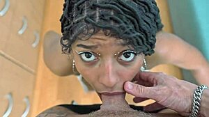 Hung Brazilian Rips Clothes Off Cute Tanned Ebony for Doggystyle Pounding!