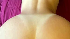 big ass view from behind while she rides hard