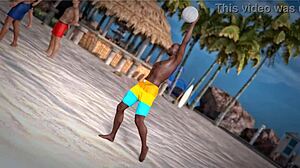 Petite Redhead Piercing Topless Beach Ball Beauty